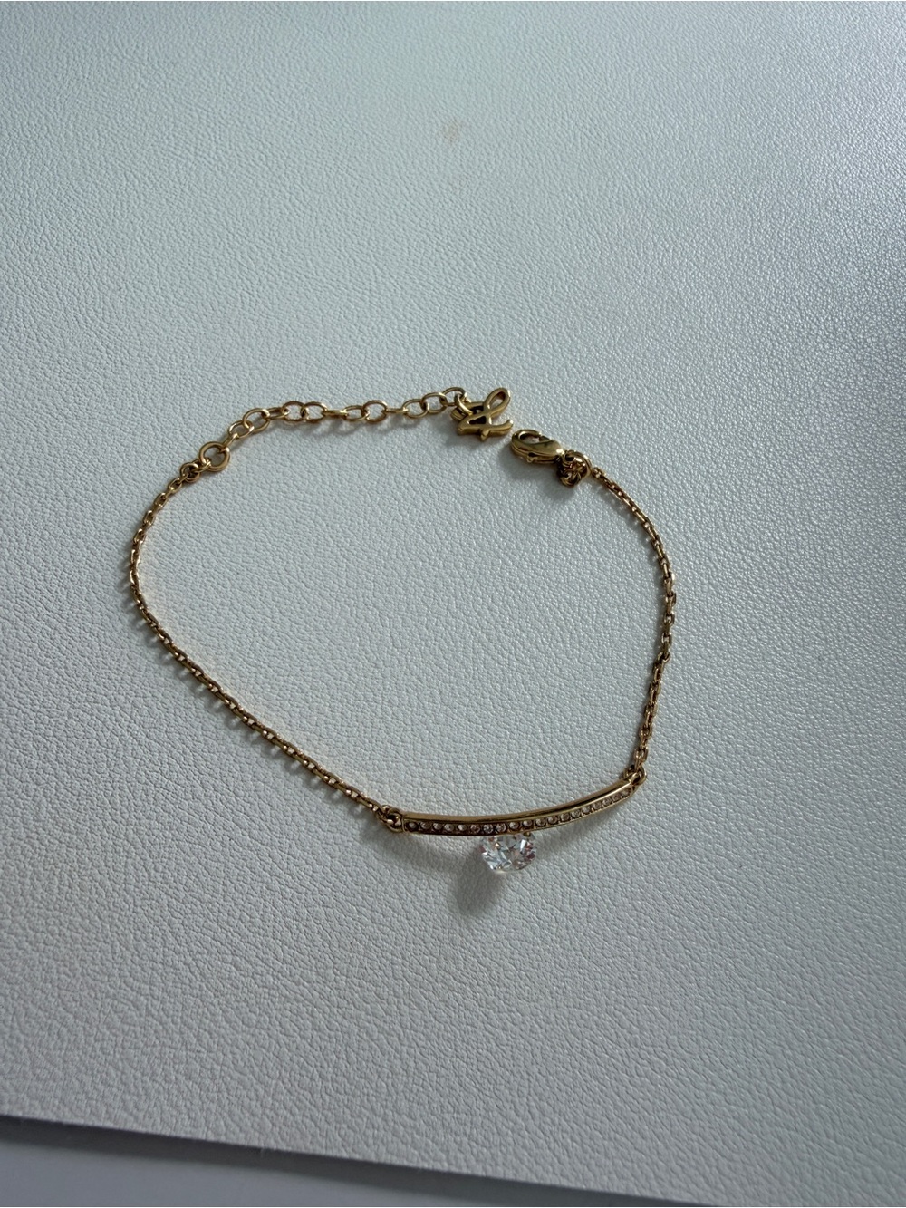 Swarovski Gold-Tone Crystal Bar Bracelet with Clear Drop